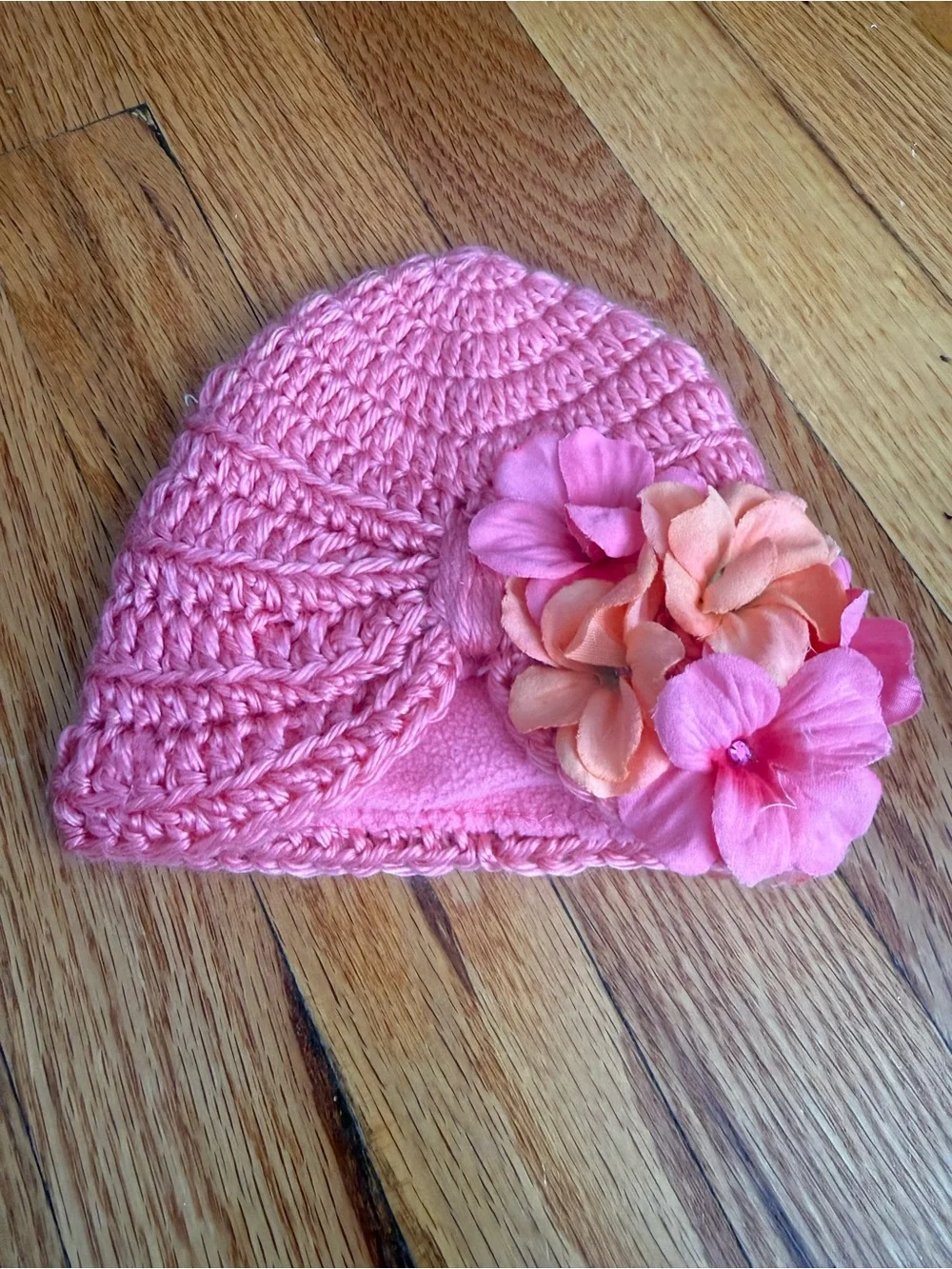 Pink Floral Crochet Baby Beanie - Kids Accessories